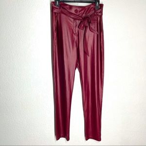 CBR Red Faux Leather Pants